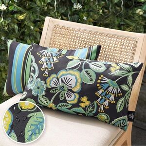 Floral and Striped Outdoor Throw Pillows